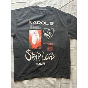 Karol G Shirt Mens XXL Black Strip Love Tour 2022 Concert Merch Made USA Cotton